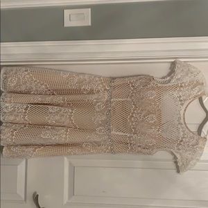 White/Nude Lace Formal Dress